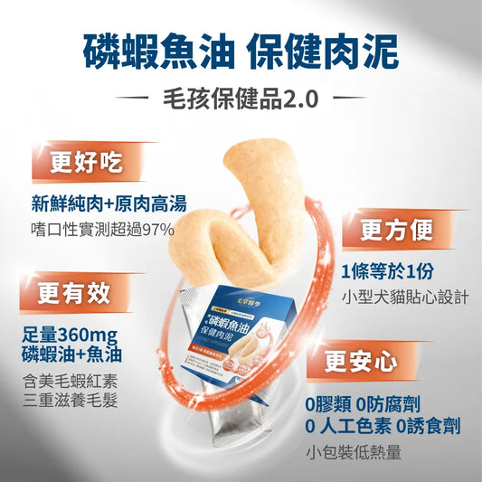 Pawsmed 毛掌醫學 亮毛磷蝦魚油 保健肉泥 6g x 30入