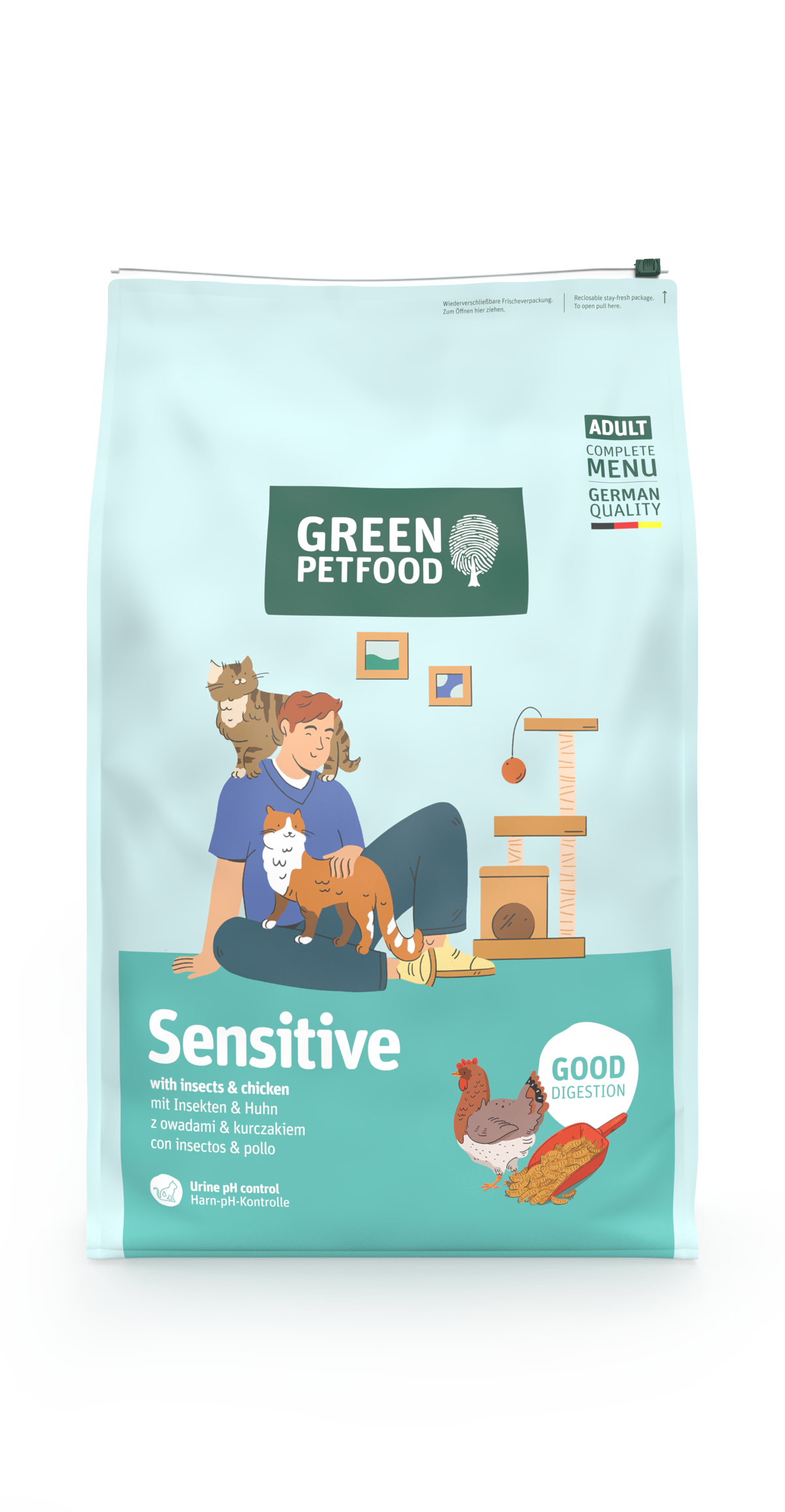 【Green Petfood FairCat Safe Sensitive 蟲製防過敏成貓配方 (無麩質顆粒約 1.0cm 昆蟲+雞肉黃金低敏 腸胃與皮膚雙效防敏)