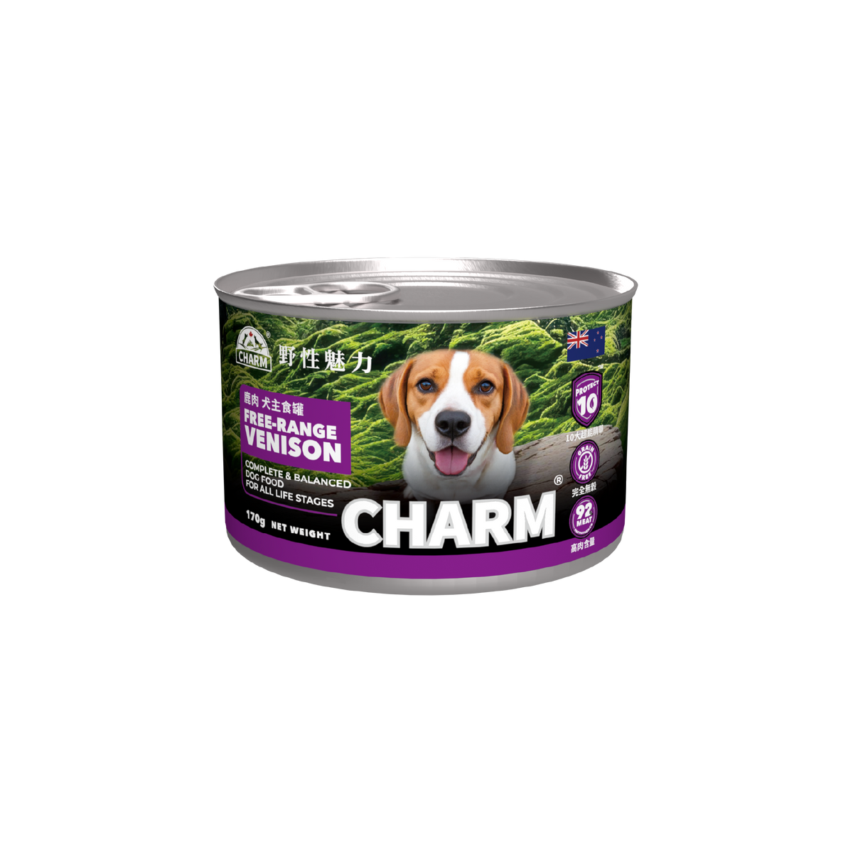 【CHARM 野性魅力】超能精華放牧鹿狗主食罐 (170G) (紐西蘭製造 | 最高 92% 肉含量 X 十大超能精華)