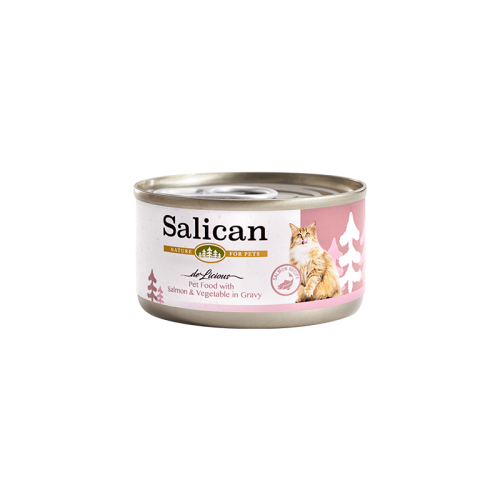 Salican 肉汁系列 三文魚+蔬菜貓罐頭 主食罐 85G
