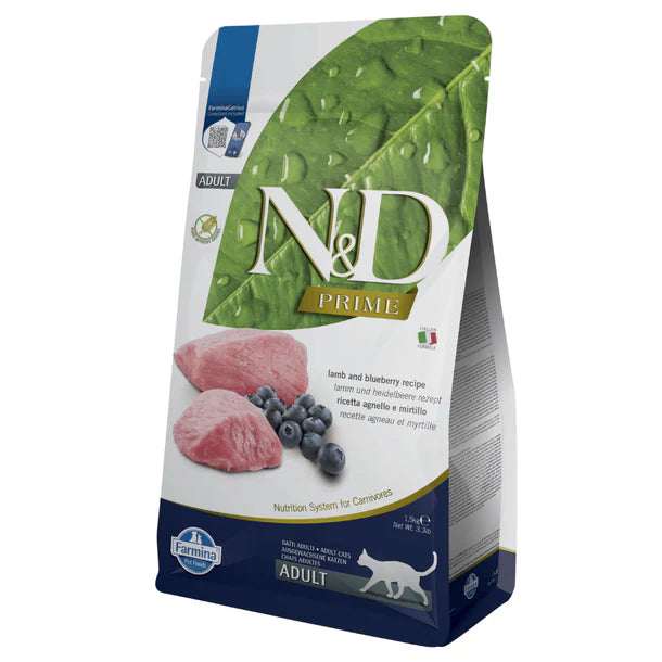 【Farmina N&D】法米納天然無穀系列 羊肉藍莓成貓配方 (成貓專用 1.5kg / 5kg / 10kg 紐西蘭新鮮羊肉 頂級抗氧藍莓)