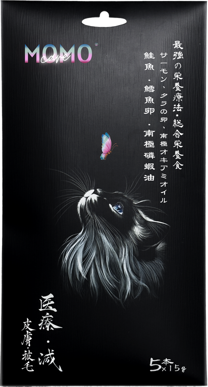 【MomoCare 萌寵守護】功能性主食軟肉泥 - 皮膚被毛 (鮭魚/鱈魚卵/南極磷蝦油) 15g x 5本