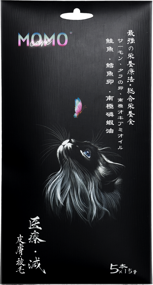 【MomoCare 萌寵守護】功能性主食軟肉泥 - 皮膚被毛 (鮭魚/鱈魚卵/南極磷蝦油) 15g x 5本