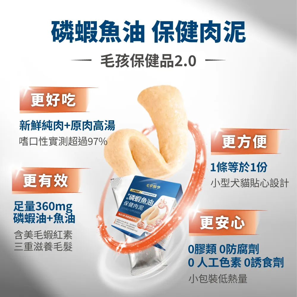 Pawsmed 毛掌醫學 亮毛磷蝦魚油 保健肉泥 6g x 30入