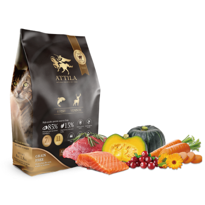 ATTILA 阿提拉四種魚+鹿無穀全齡貓糧 1.8Kg / 4.5Kg
