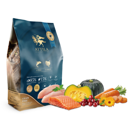 ATTILA 阿提拉四種魚+火雞無穀全齡貓糧 1.8Kg / 4.5Kg