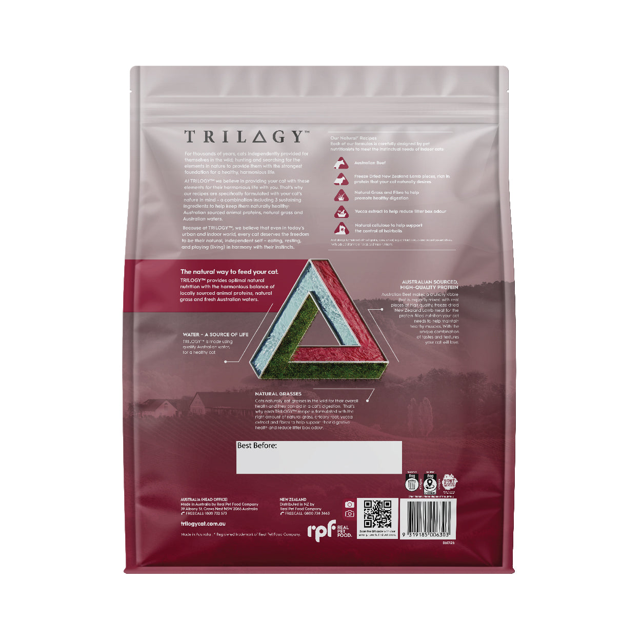 【TRILOGY 奇境】 澳洲牛肉＋紐西蘭羊肺凍乾 無穀物全貓糧 1.8kg / 5kg (天然草飼新型蛋白 肉粒+凍乾雙重口感 瞬效控毛球/極致減便臭/強效消化守護)