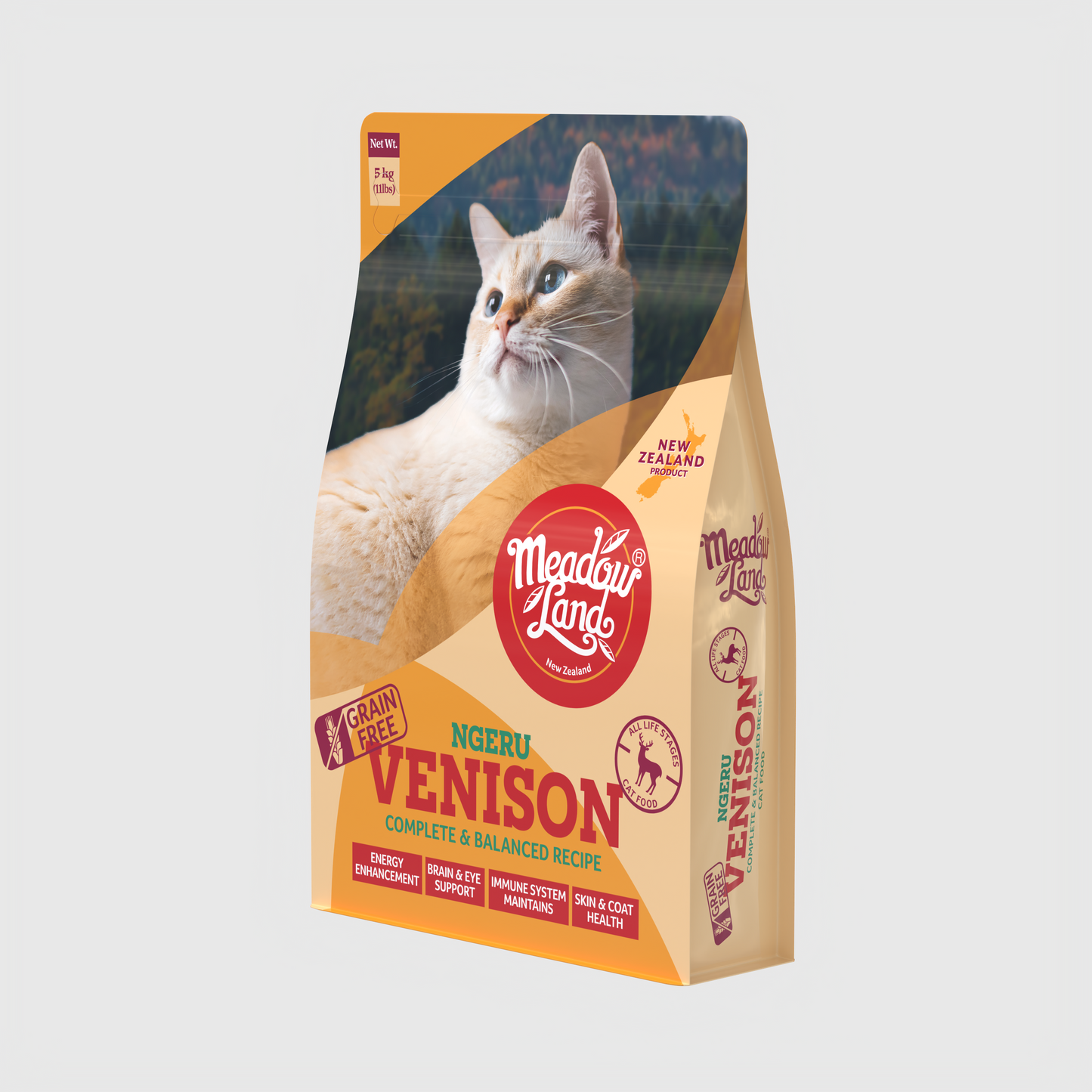 【Meadowland】 VENISON 鹿肉 全面均衡系列無穀物全貓糧 5kg (紐西蘭頂級放養肉源 低敏強體首選 腸胃消化調理)
