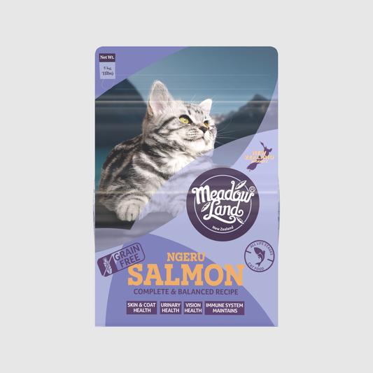 【Meadowland】 SALMON 三文魚 美毛配方全貓糧 5kg (紐西蘭頂級放養肉源 爆毛亮毛首選 腸胃消化調理)