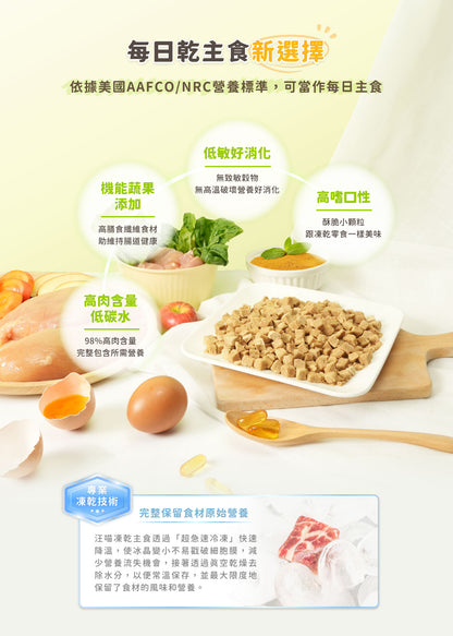 汪喵星球 天然低敏小方粒凍乾主食餐 - 低敏鴨肉餐 500G