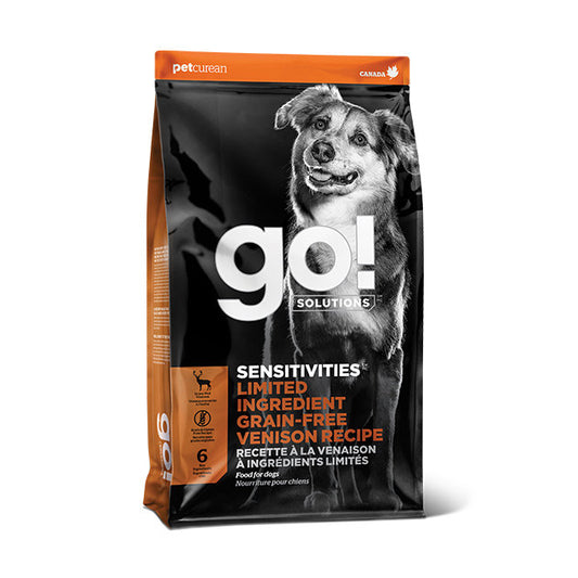 【GO! SOLUTIONS】 低敏美毛系列 Sensitivities 無穀物全犬糧 22lb (草飼鹿肉配方 新鮮單一新型蛋白 皮膚痕癢皮屑修復/挑食犬適口性/低敏腸胃護理)