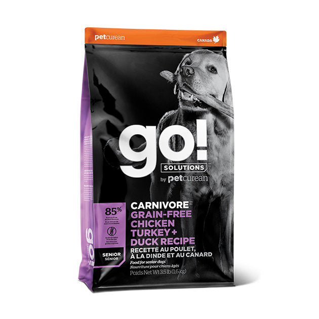 【GO! SOLUTIONS】 活力營養系列 Carnivore 無穀物老齡犬全犬糧 12lb / 22lb (雞肉+火雞+鴨肉+三文魚 85%極致肉類蛋白質 老犬關節修復/低卡控體/心臟明眼守護)
