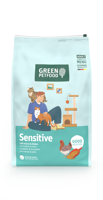 【Green Petfood FairCat Safe Sensitive 蟲製防過敏成貓配方 (無麩質顆粒約 1.0cm 昆蟲+雞肉黃金低敏 腸胃與皮膚雙效防敏)