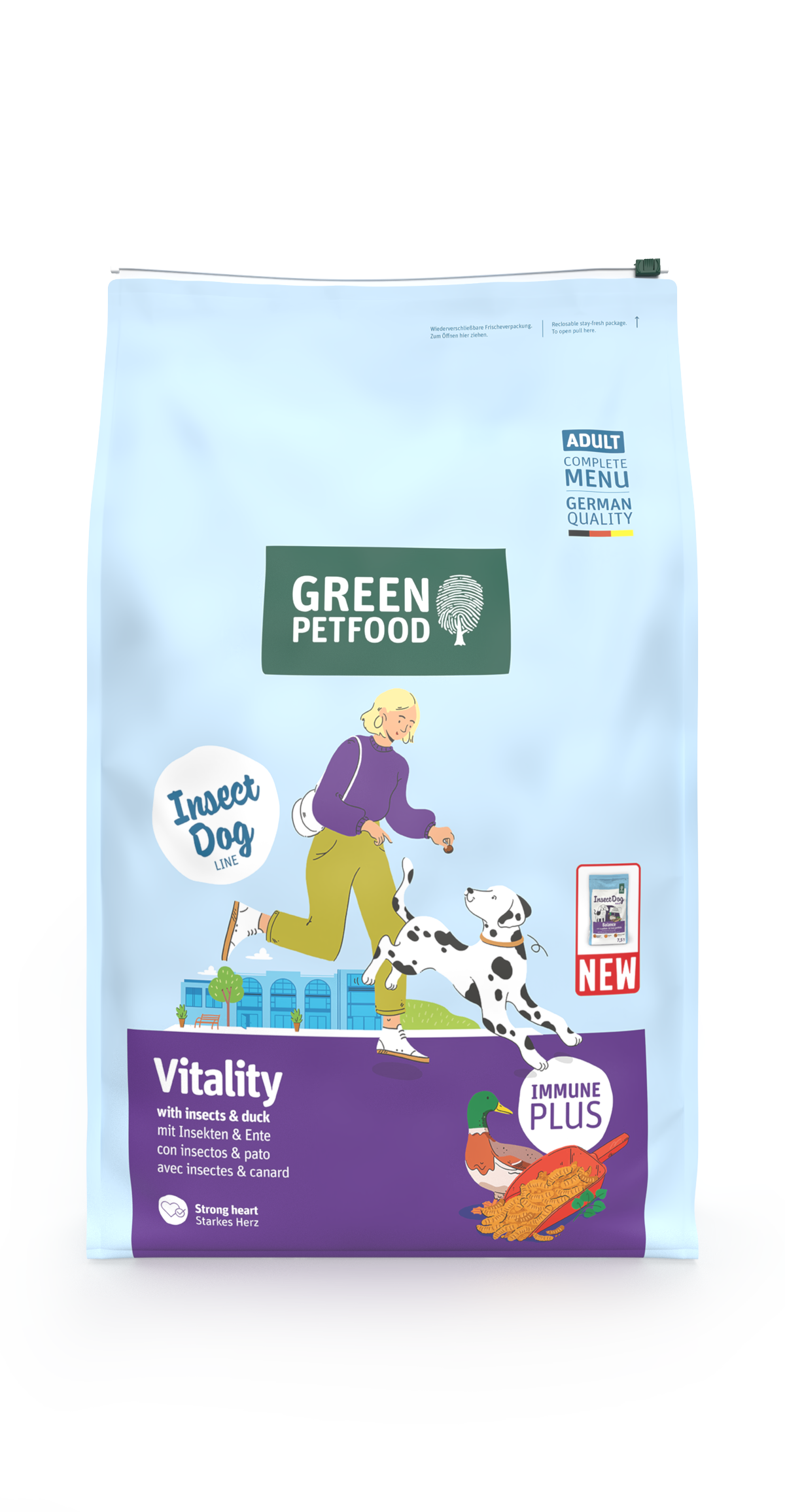 【Green Petfood】InsectDog Vitality 體重管理/老犬防敏配方 4.5kg / 7.5kg (無麩質中顆粒約 1.25cm 昆蟲+鴨肉黃金低敏 熟齡控體強心首選)