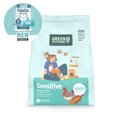 【Green Petfood FairCat Safe Sensitive 蟲製防過敏成貓配方 (無麩質顆粒約 1.0cm 昆蟲+雞肉黃金低敏 腸胃與皮膚雙效防敏)