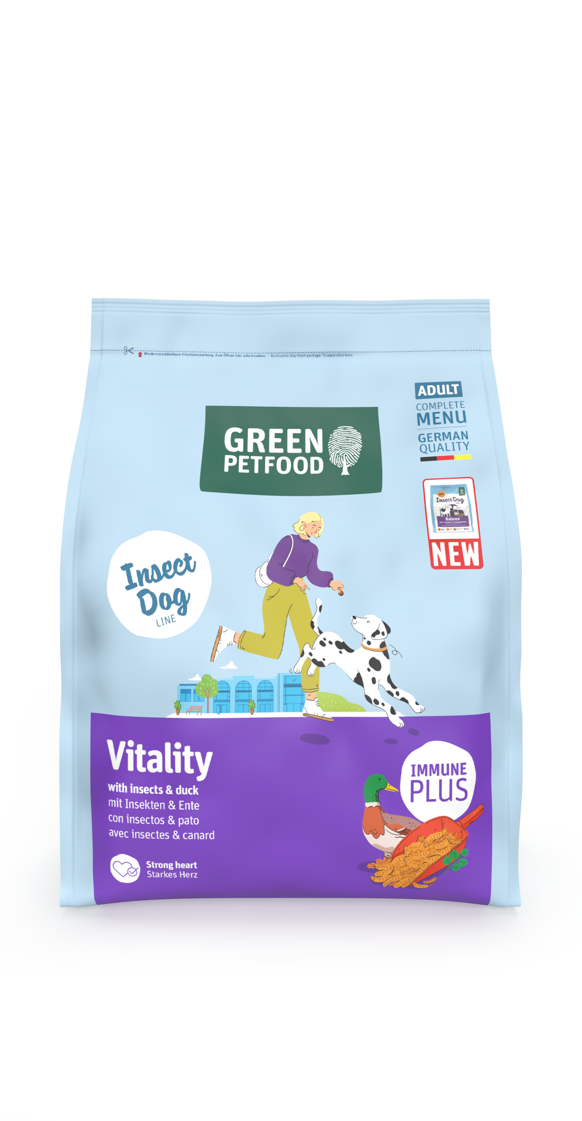 【Green Petfood】InsectDog Vitality 體重管理/老犬防敏配方 4.5kg / 7.5kg (無麩質中顆粒約 1.25cm 昆蟲+鴨肉黃金低敏 熟齡控體強心首選)