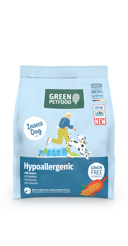 【Green Petfood】InsectDog Hypoallergenic 蟲製防皮膚過敏成犬配方 3kg / 4.5kg / 10kg (無穀物大顆粒約 1.5cm 頂級100%單一蟲蛋白 異位性皮炎終極救星)