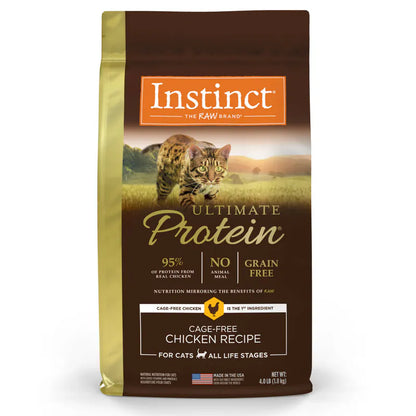 【Instinct 本能】Ultimate Protein 頂級蛋白質走地雞全貓糧 (4Lbs / 10Lbs) (美國製造 | 乾糧界的肉量天花板，47% 逆天純肉高蛋白 X 凍乾狹鱈魚包裹)