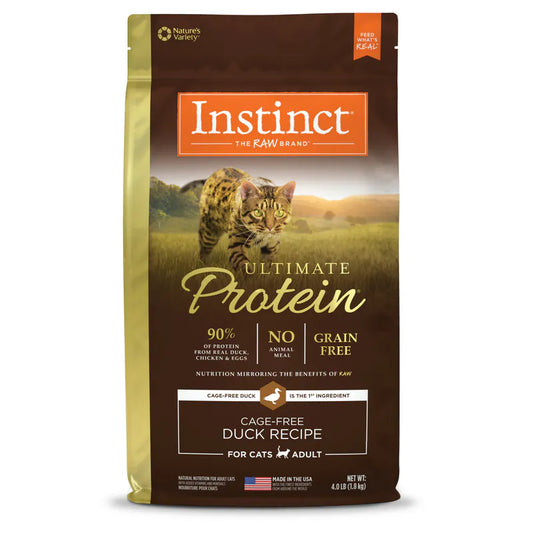 【Instinct 本能】Ultimate Protein 頂級蛋白質走地鴨成貓糧 (4Lbs) (美國製造 | 低敏降火與亮毛的究極肉量天花板，47% 逆天高蛋白 X 凍乾鴨肉包裹)