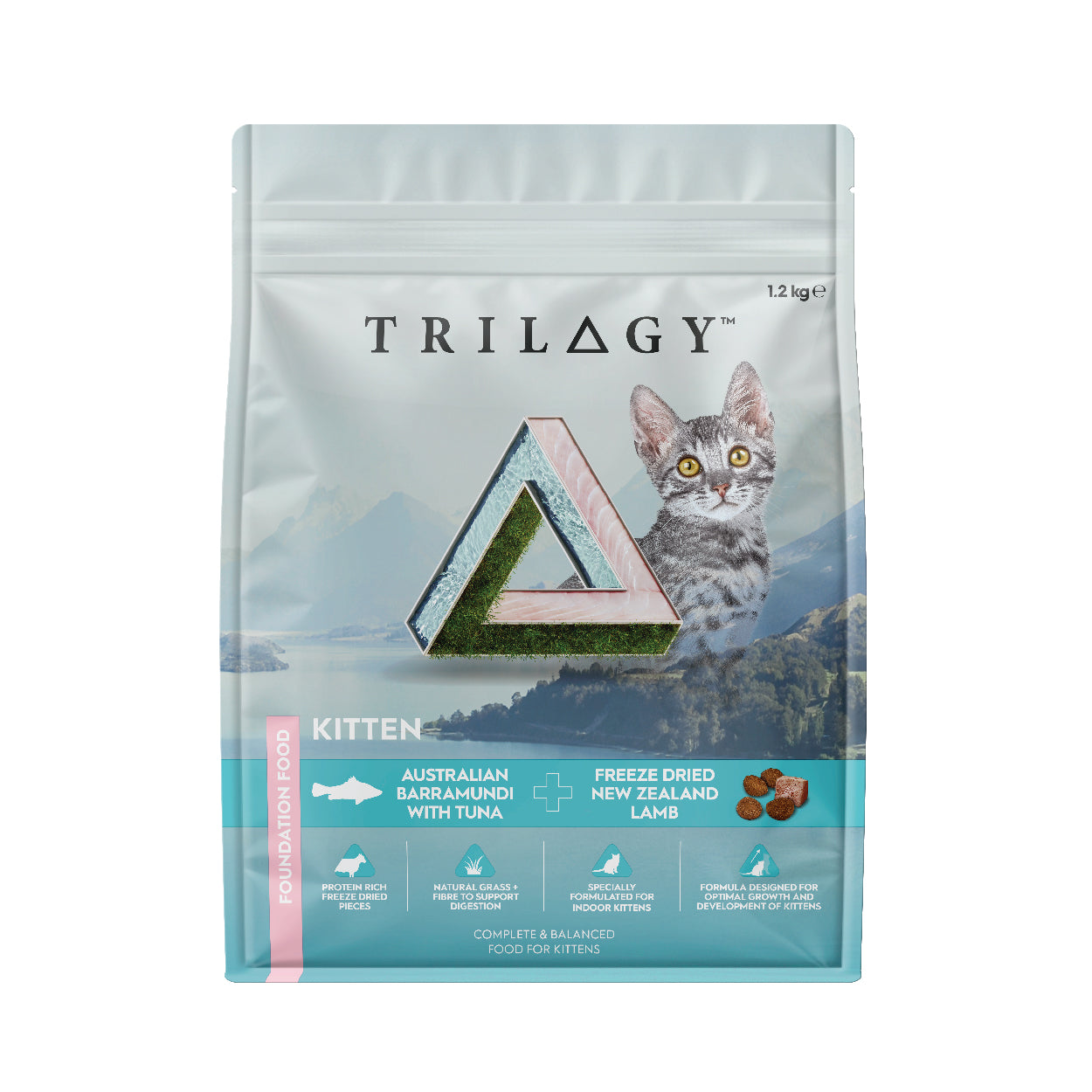 【TRILOGY 奇境】 澳洲尖吻鱸魚及吞拿魚＋紐西蘭羊肺凍乾 無穀物幼貓糧 1.2kg (頂級無激素海鮮源 肉粒+凍乾雙重口感 加強保護力/高蛋白黃金成長/護腸低敏配方)