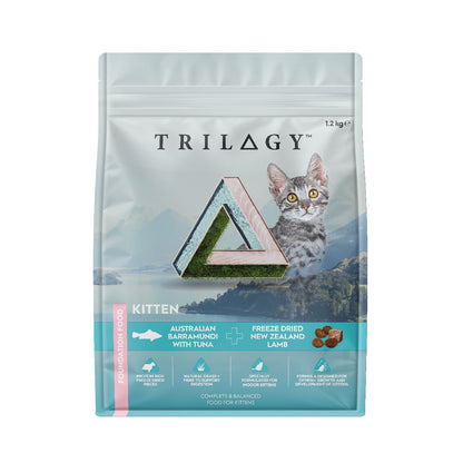 【TRILOGY 奇境】 澳洲尖吻鱸魚及吞拿魚＋紐西蘭羊肺凍乾 無穀物幼貓糧 1.2kg (頂級無激素海鮮源 肉粒+凍乾雙重口感 加強保護力/高蛋白黃金成長/護腸低敏配方)