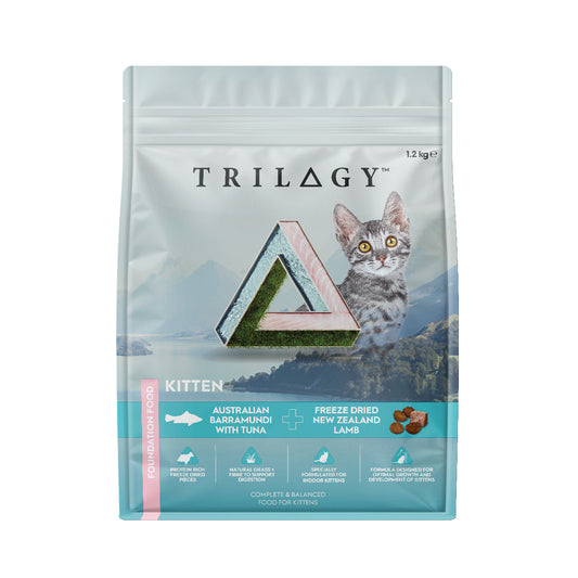 【TRILOGY 奇境】 澳洲尖吻鱸魚及吞拿魚＋紐西蘭羊肺凍乾 無穀物幼貓糧 1.2kg (頂級無激素海鮮源 肉粒+凍乾雙重口感 加強保護力/高蛋白黃金成長/護腸低敏配方)