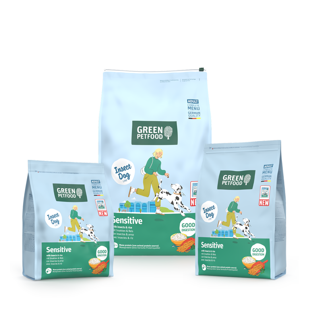 【Green Petfood】InsectDog Sensitive 蟲製防腸胃過敏成犬配方 3kg / 4.5kg / 10kg (無麩質小顆粒約 1.0cm 頂級100%單一蟲蛋白 腸胃與皮膚雙效防敏)