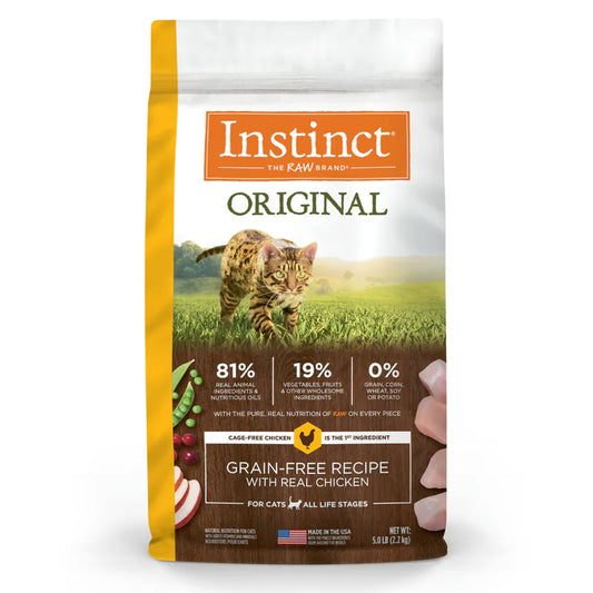 【Instinct 本能】Original 無穀物走地雞全貓糧 (5Lbs / 11Lbs) (美國製造 | 本能最暢銷的經典傳奇，優質放養走地雞第一成份 X 凍乾鱈魚粉噴塗)