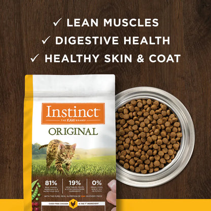 【Instinct 本能】Original 無穀物走地雞全貓糧 (5Lbs / 11Lbs) (美國製造 | 本能最暢銷的經典傳奇，優質放養走地雞第一成份 X 凍乾鱈魚粉噴塗)
