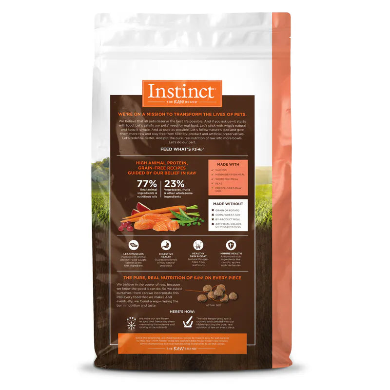 【Instinct 本能】Original 無穀物三文魚全貓糧 (4.5Lbs / 10Lbs) (美國製造 | 深海極致美毛傳奇，野生捕獲三文魚第一成份 X 凍乾鱈魚粉噴塗)