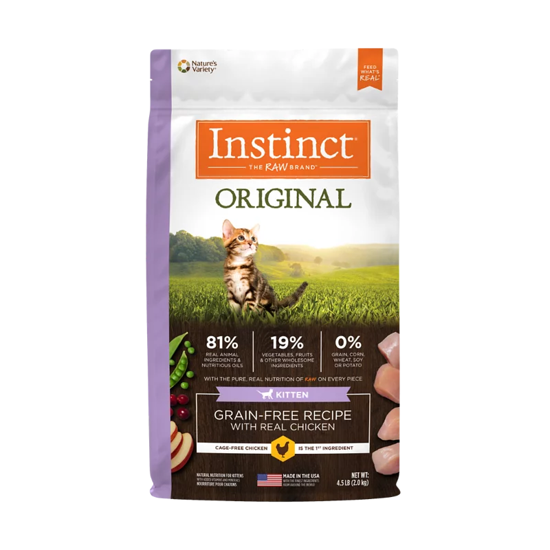 【Instinct 本能】Original 無穀物雞肉幼貓糧 (4.5Lbs) (美國製造 | 幼貓發育期的黃金營養天花板，42.5% 高蛋白 X 22.5% 超高能量)