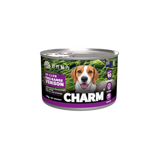 【CHARM 野性魅力】超能精華放牧鹿狗主食罐 (170G) (紐西蘭製造 | 最高 92% 肉含量 X 十大超能精華)