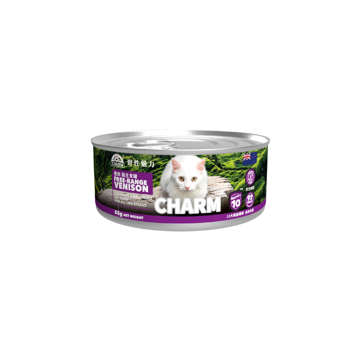 【CHARM 野性魅力】超能精華放牧鹿貓主食罐 (85G) (紐西蘭製造 | 最高 92% 肉含量 X 十大超能精華)