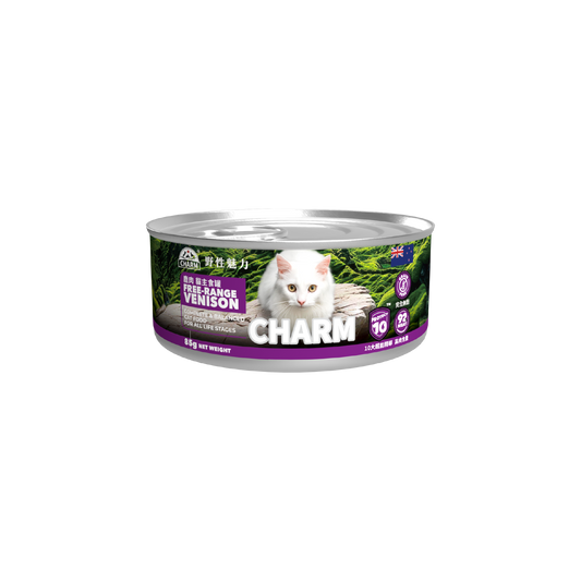 【CHARM 野性魅力】超能精華放牧鹿貓主食罐 (85G) (紐西蘭製造 | 最高 92% 肉含量 X 十大超能精華)
