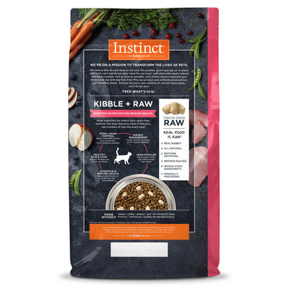 【Instinct 本能】Raw Boost® 無穀物室內貓兔肉全貓糧 (4.5Lbs) (美國製造 | 室內嬌嫩腸胃與易敏貓的頂級膳食，適度低脂控重 X 奢華生肉凍乾丁)