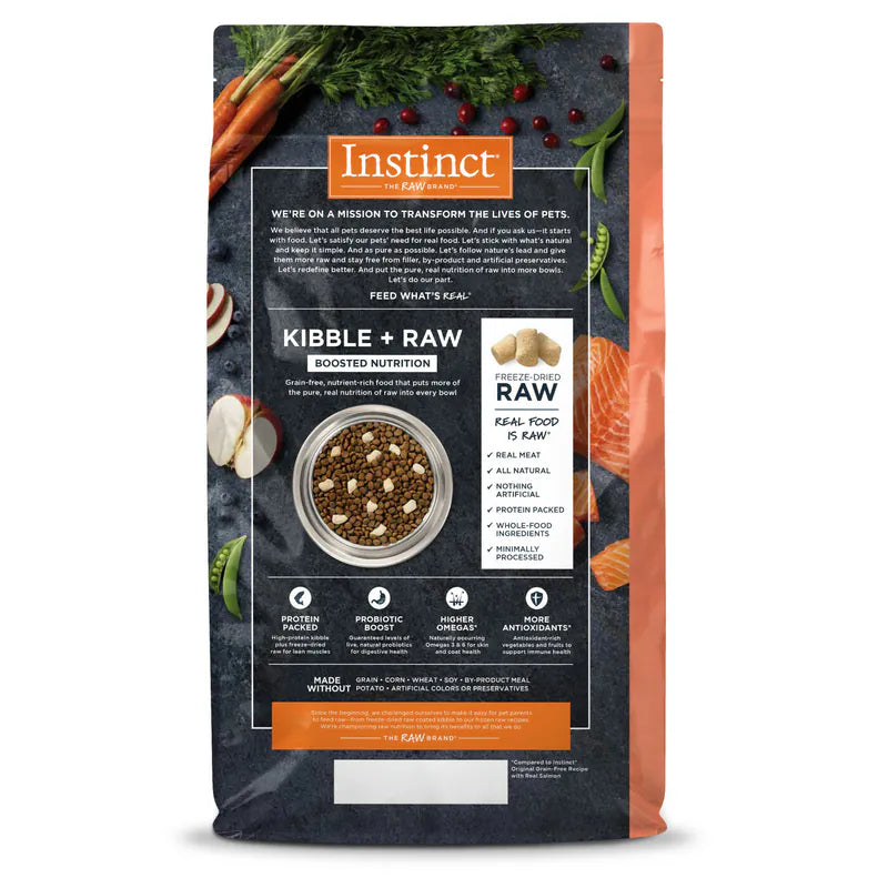 【Instinct 本能】Raw Boost® 無穀物生肉三文魚全貓糧 (4.5Lbs) (美國製造 | 美毛與適口性的究極進化，1.7% 逆天超高 Omega-3 X 跨界海陸凍乾丁)