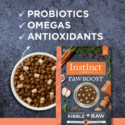 【Instinct 本能】Raw Boost® 無穀物生肉三文魚全貓糧 (4.5Lbs) (美國製造 | 美毛與適口性的究極進化，1.7% 逆天超高 Omega-3 X 跨界海陸凍乾丁)