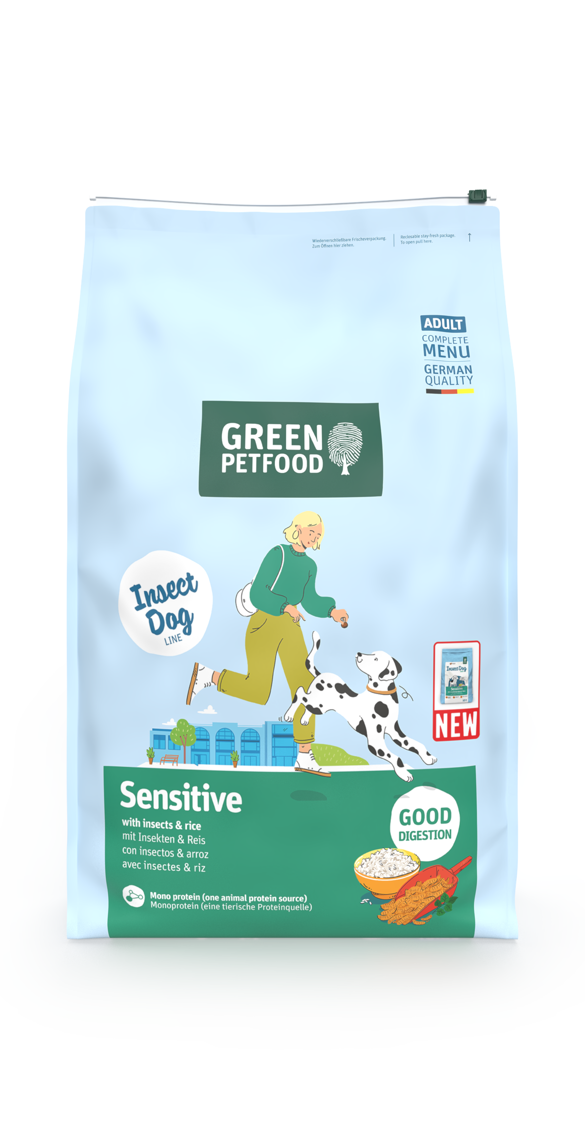 【Green Petfood】InsectDog Sensitive 蟲製防腸胃過敏成犬配方 3kg / 4.5kg / 10kg (無麩質小顆粒約 1.0cm 頂級100%單一蟲蛋白 腸胃與皮膚雙效防敏)