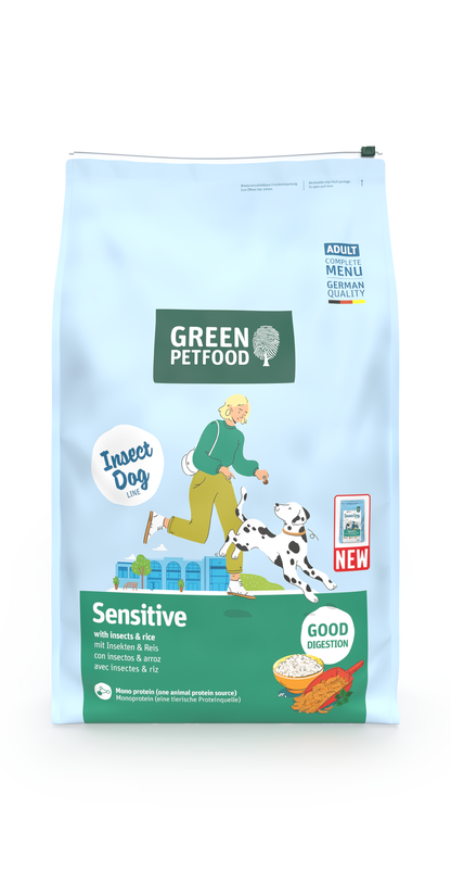 【Green Petfood】InsectDog Sensitive 蟲製防腸胃過敏成犬配方 3kg / 4.5kg / 10kg (無麩質小顆粒約 1.0cm 頂級100%單一蟲蛋白 腸胃與皮膚雙效防敏)