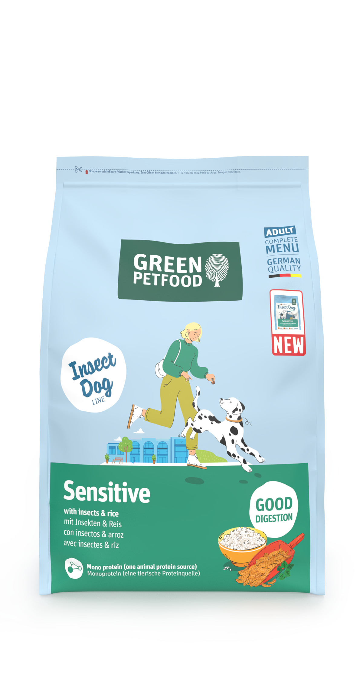 【Green Petfood】InsectDog Sensitive 蟲製防腸胃過敏成犬配方 3kg / 4.5kg / 10kg (無麩質小顆粒約 1.0cm 頂級100%單一蟲蛋白 腸胃與皮膚雙效防敏)