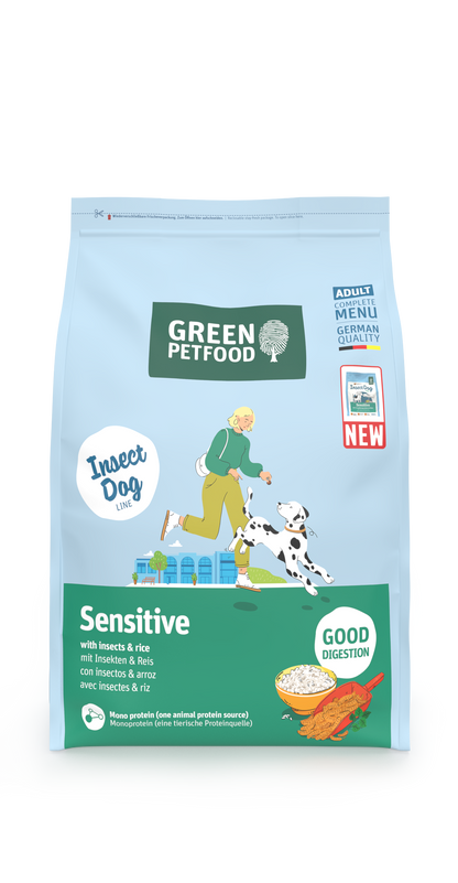【Green Petfood】InsectDog Sensitive 蟲製防腸胃過敏成犬配方 3kg / 4.5kg / 10kg (無麩質小顆粒約 1.0cm 頂級100%單一蟲蛋白 腸胃與皮膚雙效防敏)