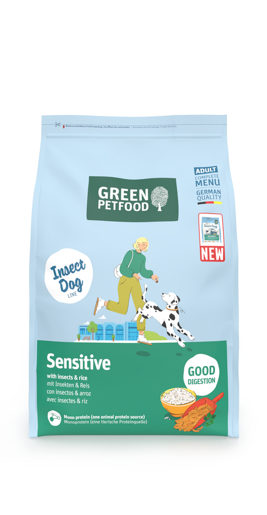 【Green Petfood】InsectDog Sensitive 蟲製防腸胃過敏成犬配方 3kg / 4.5kg / 10kg (無麩質小顆粒約 1.0cm 頂級100%單一蟲蛋白 腸胃與皮膚雙效防敏)