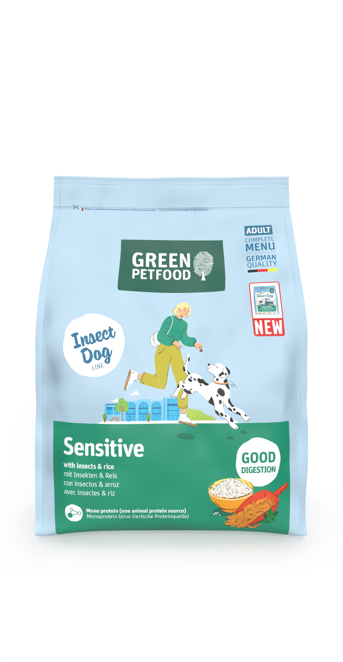 【Green Petfood】InsectDog Sensitive 蟲製防腸胃過敏成犬配方 3kg / 4.5kg / 10kg (無麩質小顆粒約 1.0cm 頂級100%單一蟲蛋白 腸胃與皮膚雙效防敏)