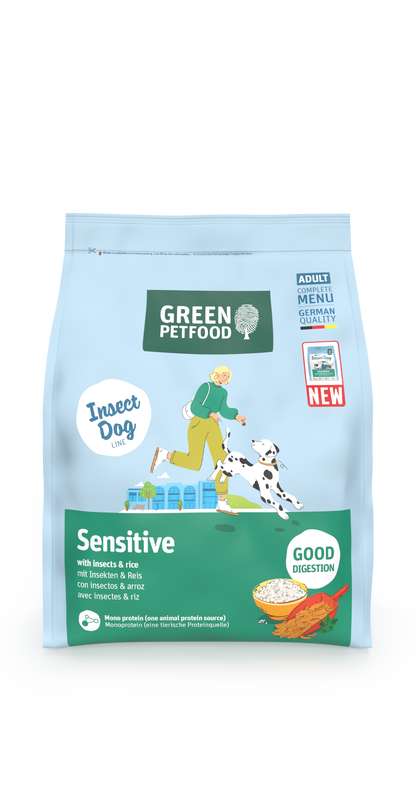 【Green Petfood】InsectDog Sensitive 蟲製防腸胃過敏成犬配方 3kg / 4.5kg / 10kg (無麩質小顆粒約 1.0cm 頂級100%單一蟲蛋白 腸胃與皮膚雙效防敏)