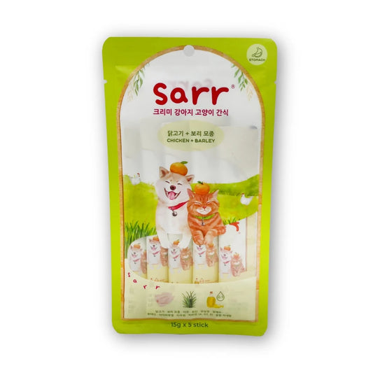 【Sarr】北歐天然魚油鮮肉泥 - 雞肉 • 大麥苗 (15G x 5 條) (腸胃護理配方 | 零食級精準進補)