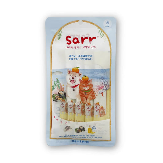 【Sarr】北歐天然魚油鮮肉泥 - 鱈魚 • 青口 • 鯊魚軟骨素 (15G x 5 條) (關節護理配方 | 零食級精準進補)